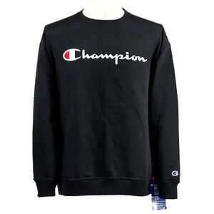 Athleisure Champion Powerblend Crewneck Sweatshirt Womens 1X Black Logo NWT